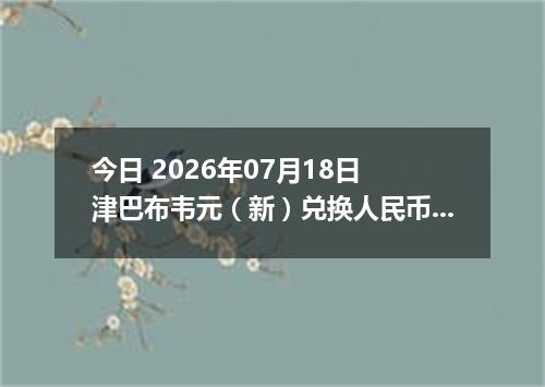 今日 2026年07月18日 津巴布韦元（新）兑换人民币最新汇率行情
