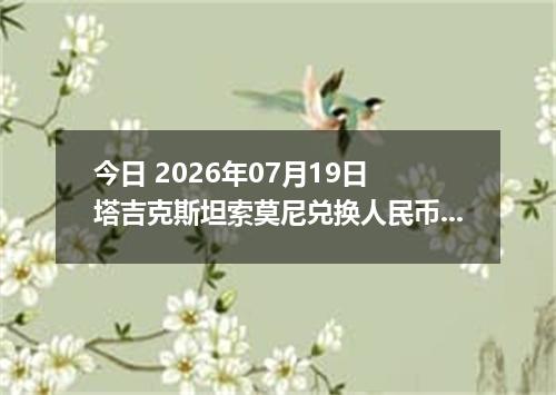 今日 2026年07月19日 塔吉克斯坦索莫尼兑换人民币最新汇率行情