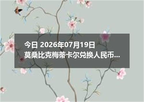 今日 2026年07月19日 莫桑比克梅蒂卡尔兑换人民币最新汇率行情