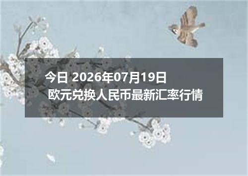 今日 2026年07月19日 欧元兑换人民币最新汇率行情