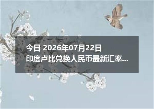 今日 2026年07月22日 印度卢比兑换人民币最新汇率行情