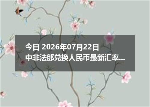 今日 2026年07月22日 中非法郎兑换人民币最新汇率行情