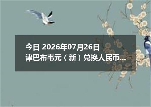 今日 2026年07月26日 津巴布韦元（新）兑换人民币最新汇率行情