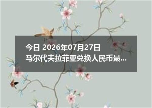 今日 2026年07月27日 马尔代夫拉菲亚兑换人民币最新汇率行情