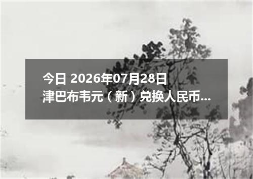 今日 2026年07月28日 津巴布韦元（新）兑换人民币最新汇率行情