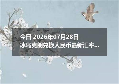 今日 2026年07月28日 冰岛克朗兑换人民币最新汇率行情