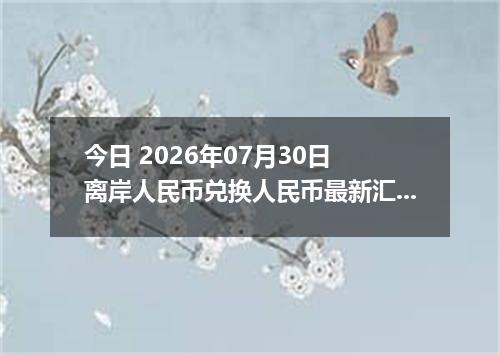今日 2026年07月30日 离岸人民币兑换人民币最新汇率行情