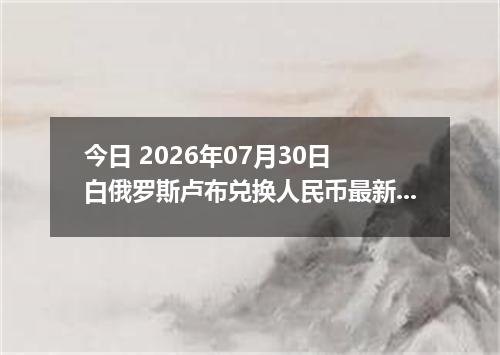 今日 2026年07月30日 白俄罗斯卢布兑换人民币最新汇率行情