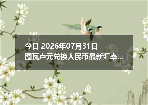 今日 2026年07月31日 图瓦卢元兑换人民币最新汇率行情