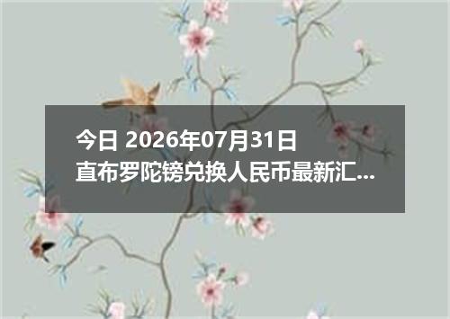 今日 2026年07月31日 直布罗陀镑兑换人民币最新汇率行情