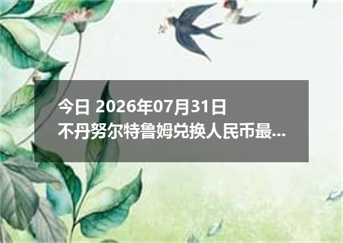 今日 2026年07月31日 不丹努尔特鲁姆兑换人民币最新汇率行情