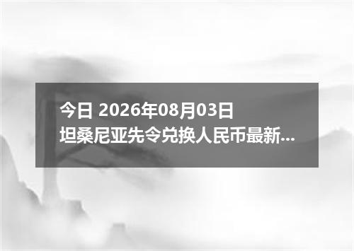 今日 2026年08月03日 坦桑尼亚先令兑换人民币最新汇率行情