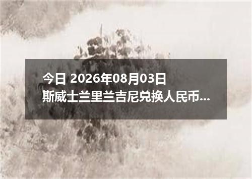 今日 2026年08月03日 斯威士兰里兰吉尼兑换人民币最新汇率行情