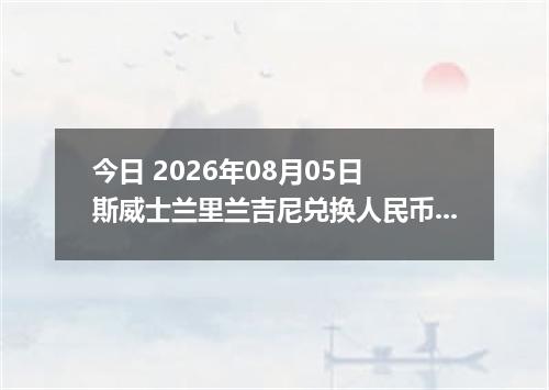 今日 2026年08月05日 斯威士兰里兰吉尼兑换人民币最新汇率行情