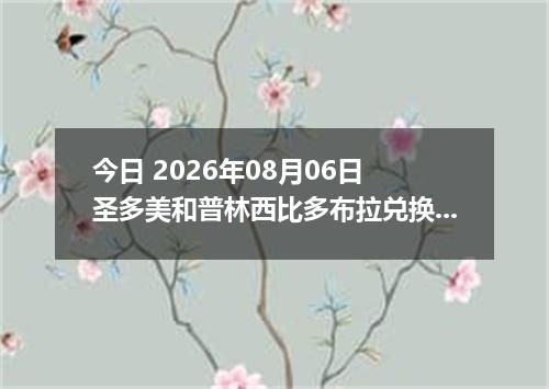 今日 2026年08月06日 圣多美和普林西比多布拉兑换人民币最新汇率行情