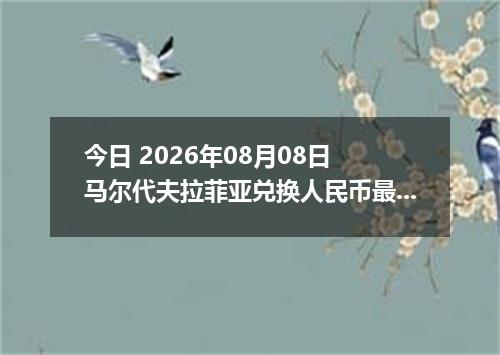今日 2026年08月08日 马尔代夫拉菲亚兑换人民币最新汇率行情