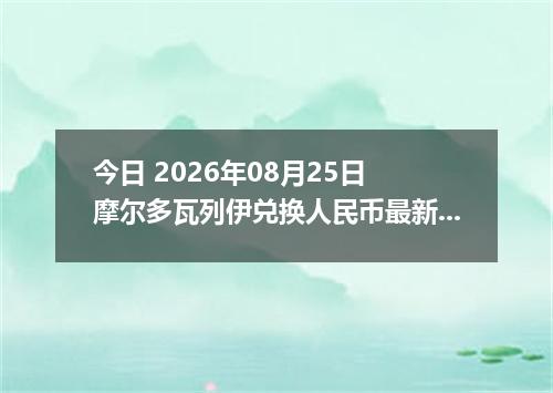 今日 2026年08月25日 摩尔多瓦列伊兑换人民币最新汇率行情