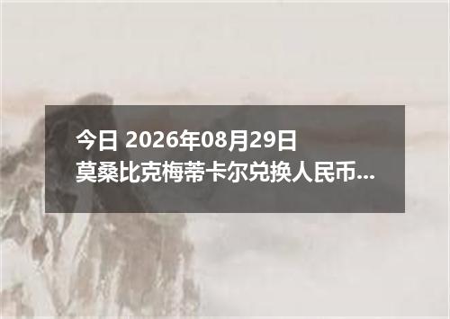 今日 2026年08月29日 莫桑比克梅蒂卡尔兑换人民币最新汇率行情