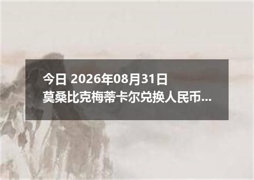 今日 2026年08月31日 莫桑比克梅蒂卡尔兑换人民币最新汇率行情