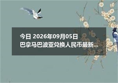 今日 2026年09月05日 巴拿马巴波亚兑换人民币最新汇率行情