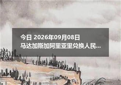 今日 2026年09月08日 马达加斯加阿里亚里兑换人民币最新汇率行情