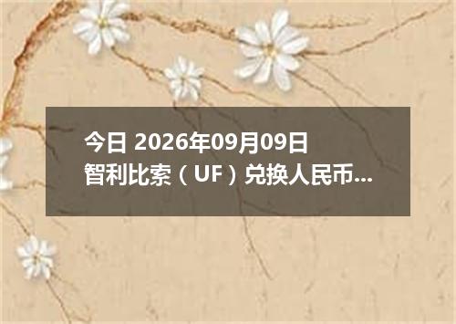 今日 2026年09月09日 智利比索（UF）兑换人民币最新汇率行情