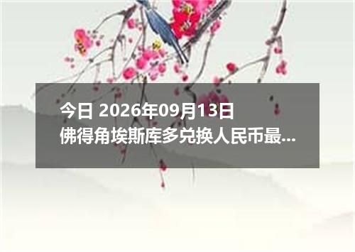 今日 2026年09月13日 佛得角埃斯库多兑换人民币最新汇率行情