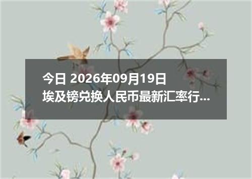 今日 2026年09月19日 埃及镑兑换人民币最新汇率行情