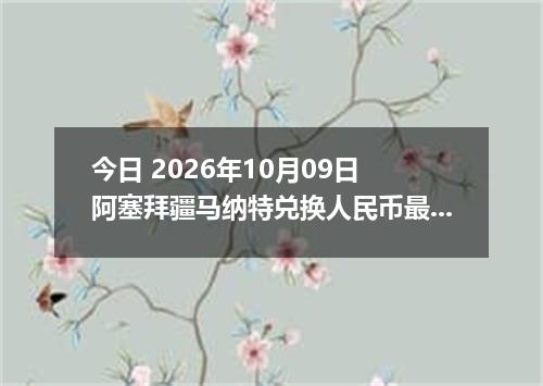 今日 2026年10月09日 阿塞拜疆马纳特兑换人民币最新汇率行情
