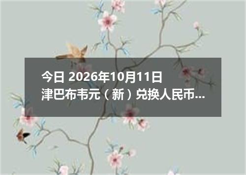 今日 2026年10月11日 津巴布韦元（新）兑换人民币最新汇率行情
