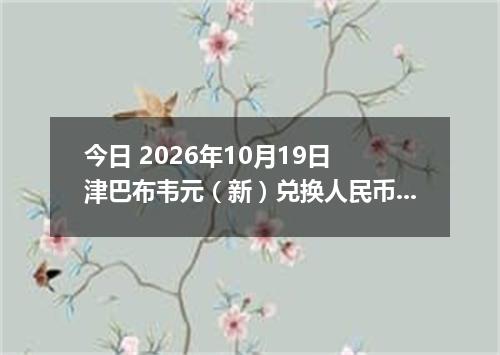 今日 2026年10月19日 津巴布韦元（新）兑换人民币最新汇率行情
