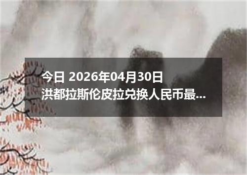 今日 2026年04月30日 洪都拉斯伦皮拉兑换人民币最新汇率行情