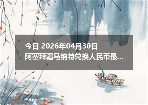 今日 2026年04月30日 阿塞拜疆马纳特兑换人民币最新汇率行情
