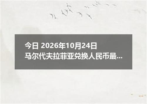 今日 2026年10月24日 马尔代夫拉菲亚兑换人民币最新汇率行情