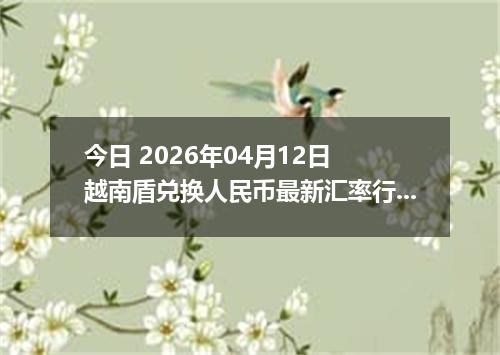 今日 2026年04月12日 越南盾兑换人民币最新汇率行情