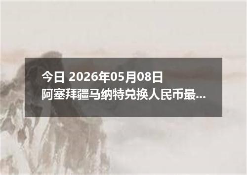 今日 2026年05月08日 阿塞拜疆马纳特兑换人民币最新汇率行情