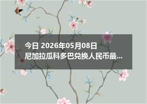 今日 2026年05月08日 尼加拉瓜科多巴兑换人民币最新汇率行情