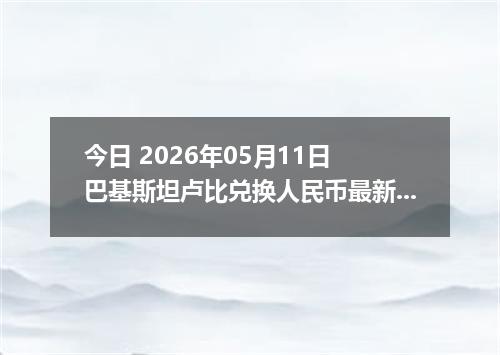 今日 2026年05月11日 巴基斯坦卢比兑换人民币最新汇率行情