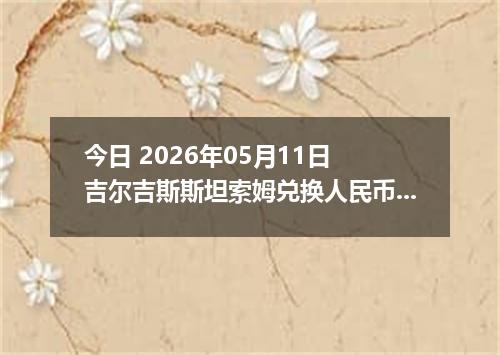 今日 2026年05月11日 吉尔吉斯斯坦索姆兑换人民币最新汇率行情