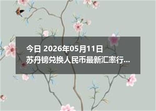 今日 2026年05月11日 苏丹镑兑换人民币最新汇率行情
