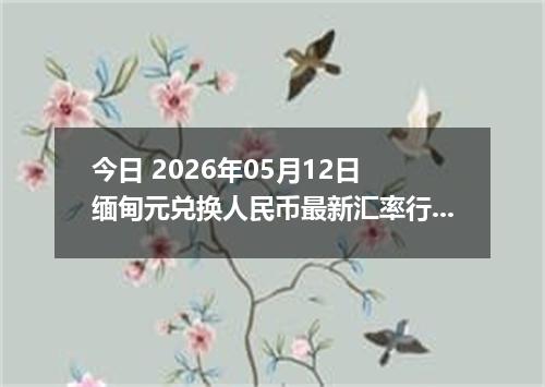 今日 2026年05月12日 缅甸元兑换人民币最新汇率行情