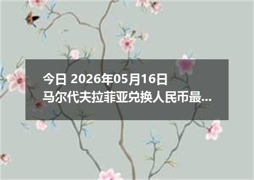 今日 2026年05月16日 马尔代夫拉菲亚兑换人民币最新汇率行情