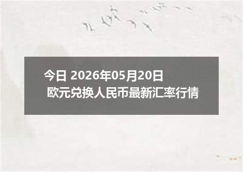 今日 2026年05月20日 欧元兑换人民币最新汇率行情