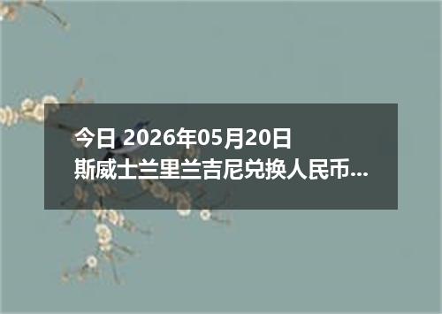 今日 2026年05月20日 斯威士兰里兰吉尼兑换人民币最新汇率行情