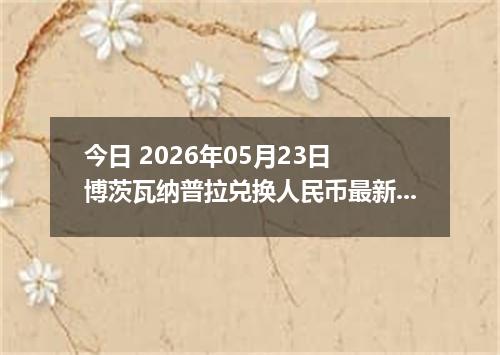 今日 2026年05月23日 博茨瓦纳普拉兑换人民币最新汇率行情
