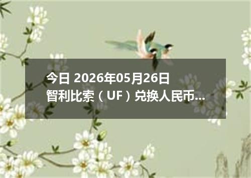 今日 2026年05月26日 智利比索（UF）兑换人民币最新汇率行情