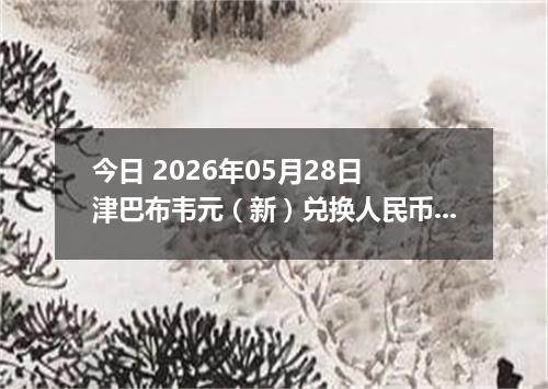 今日 2026年05月28日 津巴布韦元（新）兑换人民币最新汇率行情