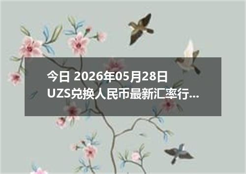 今日 2026年05月28日 UZS兑换人民币最新汇率行情