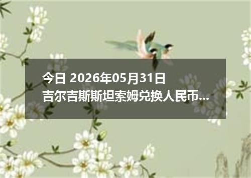 今日 2026年05月31日 吉尔吉斯斯坦索姆兑换人民币最新汇率行情
