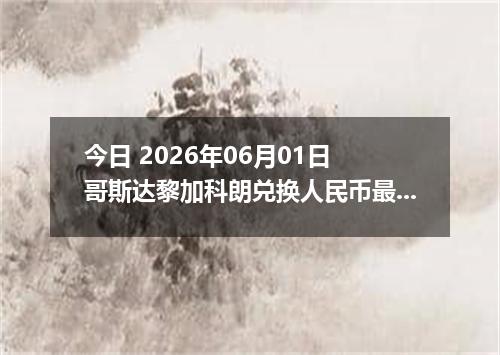 今日 2026年06月01日 哥斯达黎加科朗兑换人民币最新汇率行情